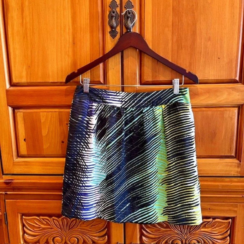 Loft Tropical Print Mini Skirt - Navy/Turq/Wht - Size 4
